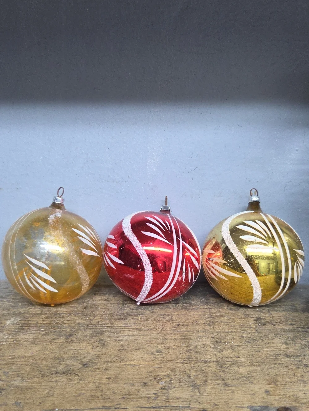 Vintage Mercury Glass Christmas Ornaments - Set Of 3